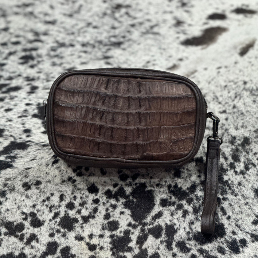 BANDOLERA COCODRILO CAFÉ